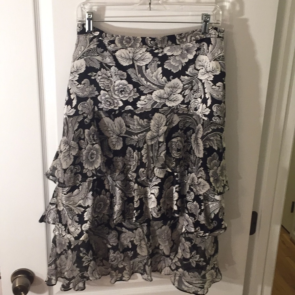 White House Black Market silk ruffled tiered skirt